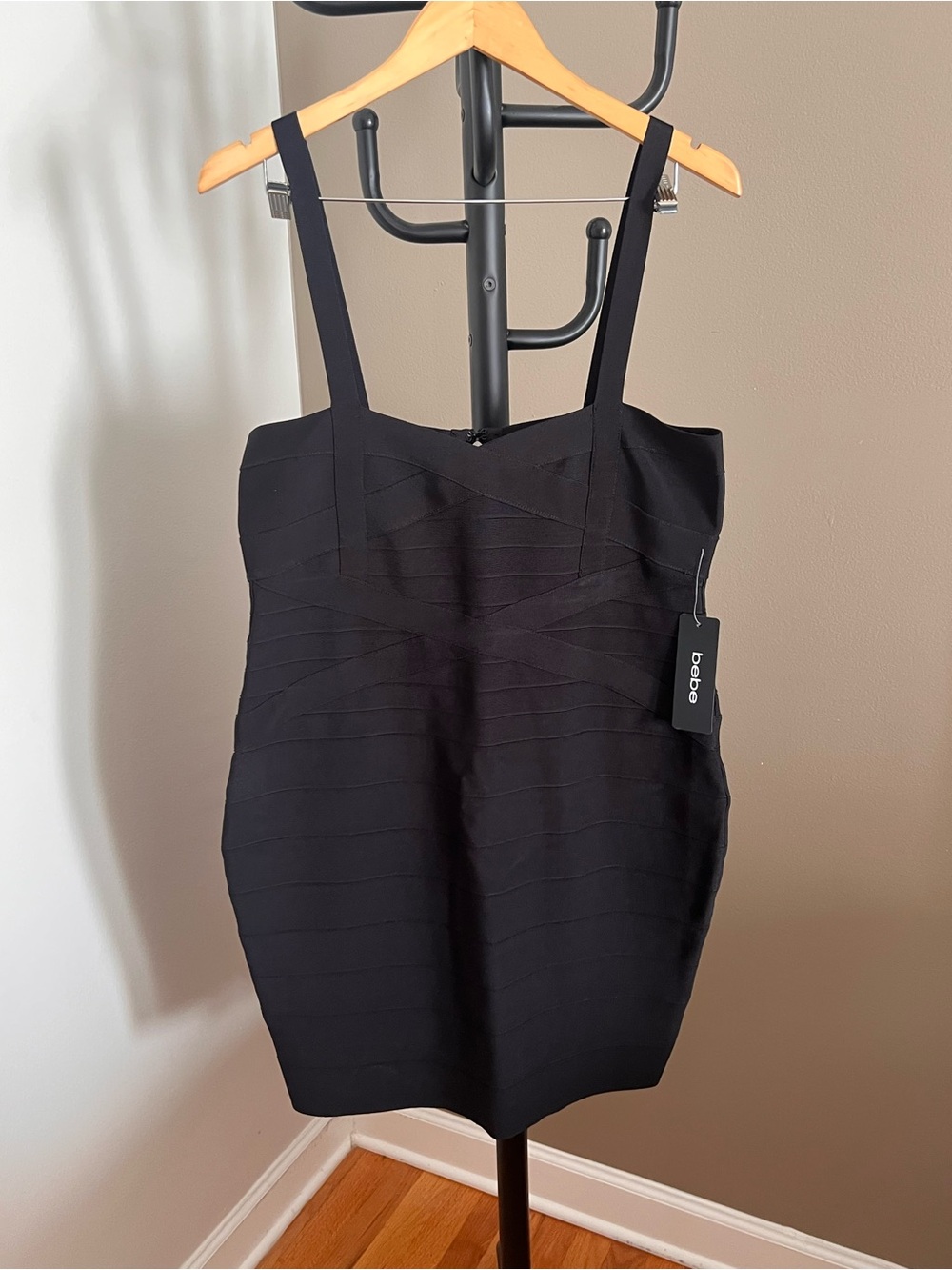U.S. Size XL - bebe Black Strappy Bandage Mini Dress
